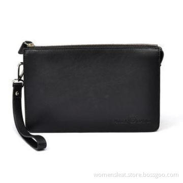 Smooth Nappa Genuine Leather Mens Wristlet Bag Customized